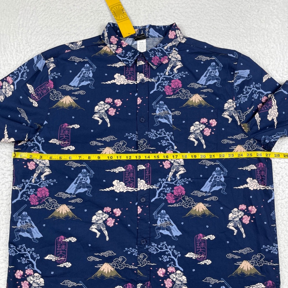 Star Wars Button Down Shirt Mens XXL Blue Samurai Darth Vader Graphic Disney - Picture 3 of 8
